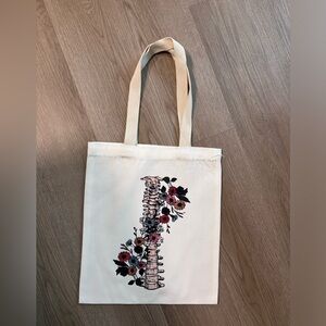 Artistic Floral Spine Print Tote Bag handmade